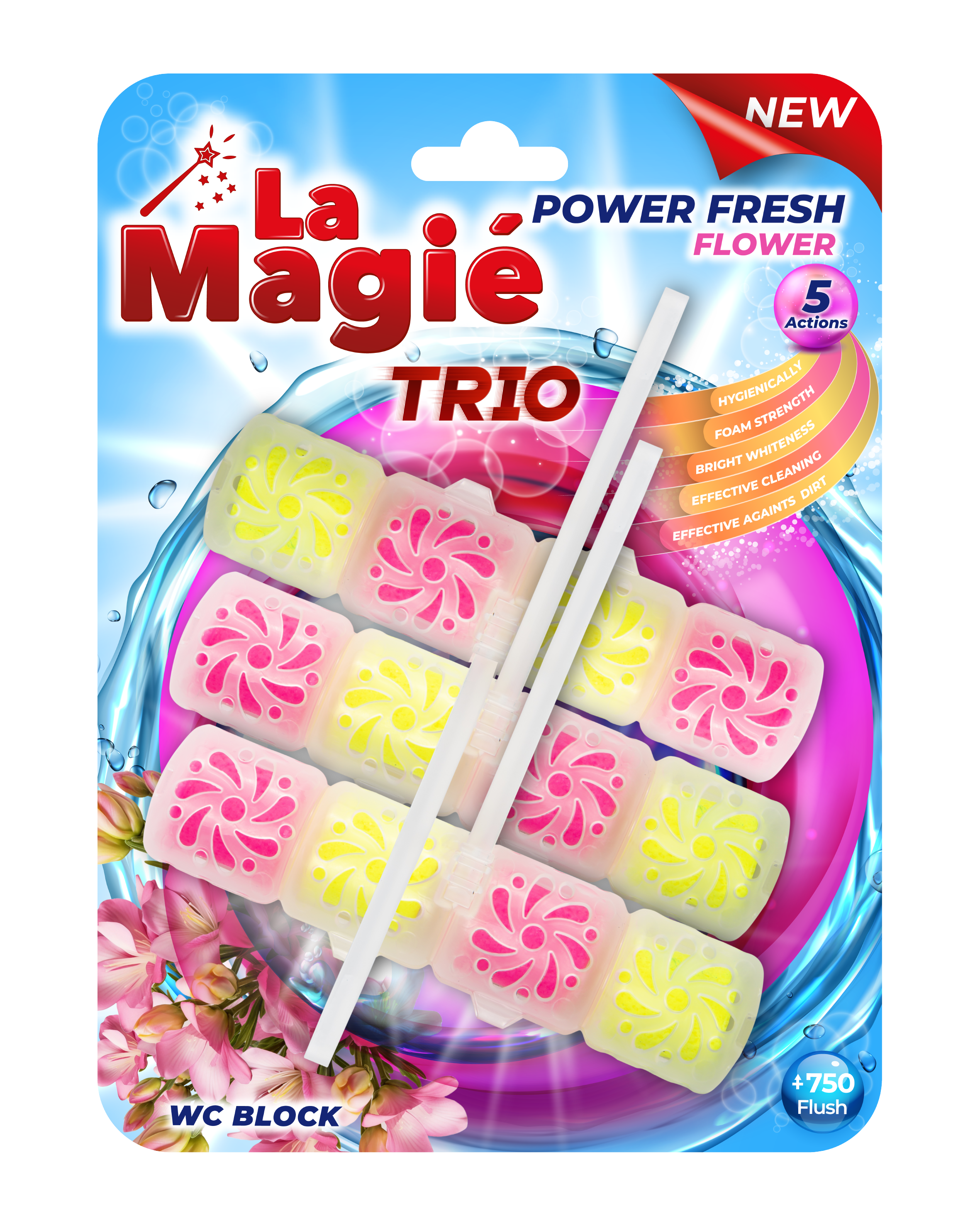 LA MAGIÉ POWER FRESH WC BLOCK TRIO 3X40 G FLOWER